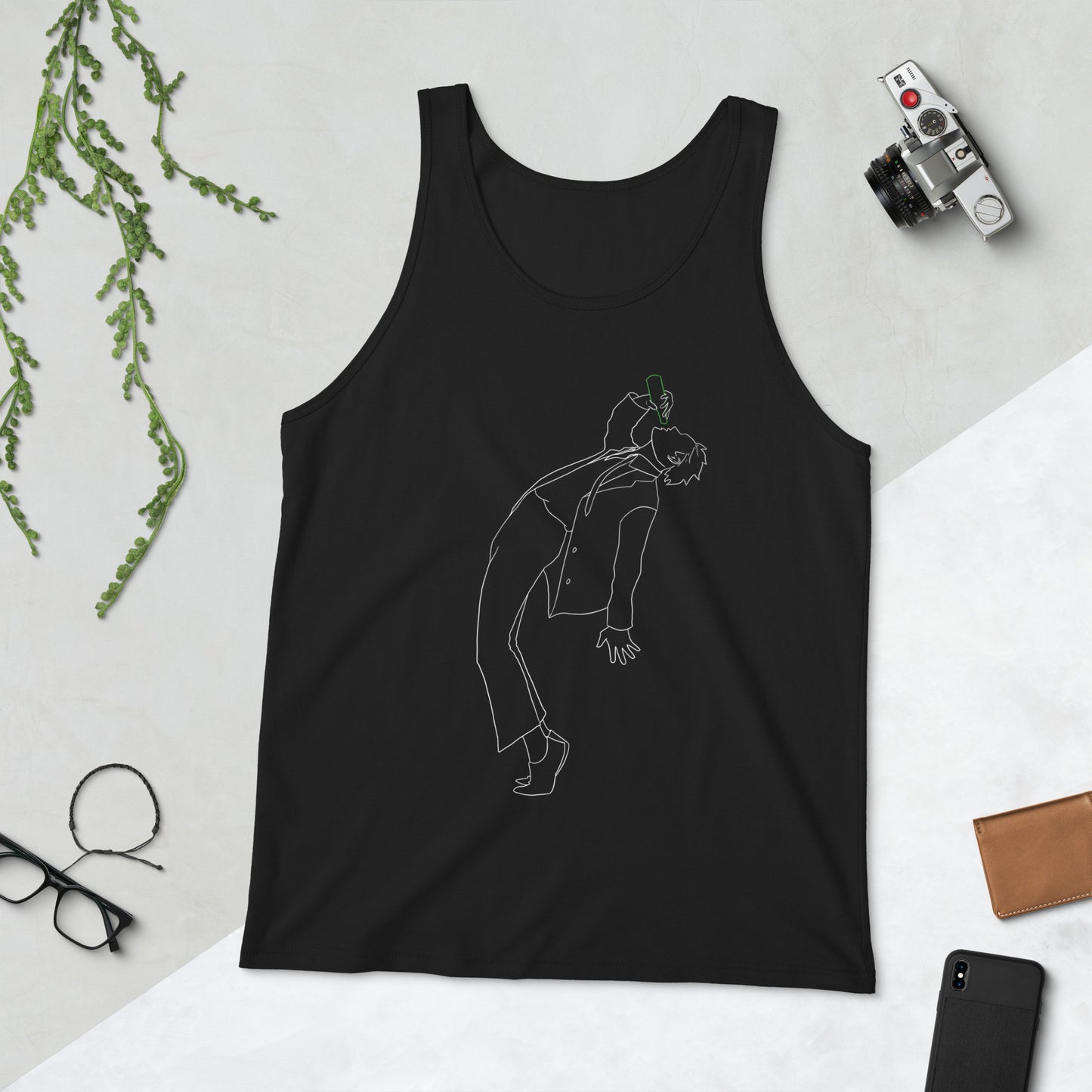 Black Korean fashion tank top for men and women