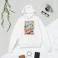 White Korean fashion hoodie for men and women with superhero design